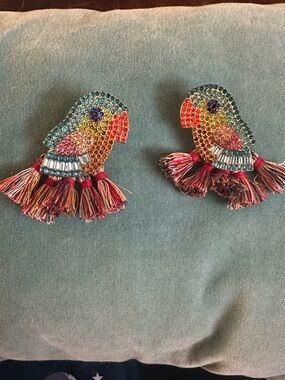 Multicolor Parrot Tassel Brooch with Rhinestones